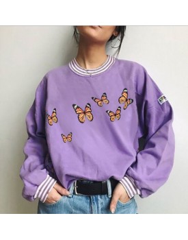 Casual Butterfly Print Sweatshirt