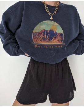 Canyon Letter Print All-match Casual Loose Sweatshirt